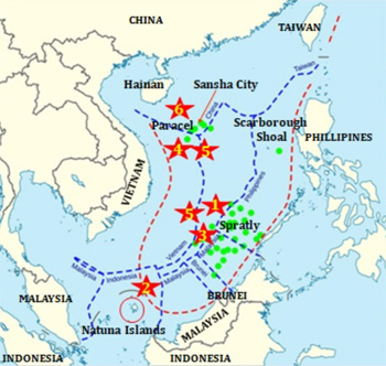 A map of China's expansion into the South China Sea