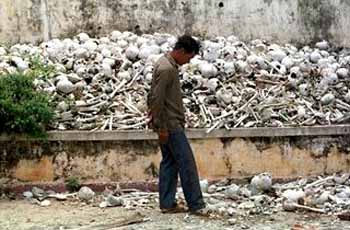 Skulls left over from the communist massacres in Cambodia