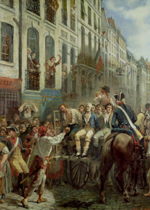 Catholics being taken to guillotine during the French revolution