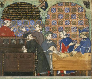 A scene from a medieval counting house