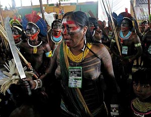 A green organized native protest in the Amazon
