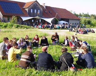A tribal meeting of an ecovillage
