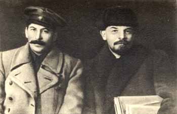 A photograph of Stalin and Lenin