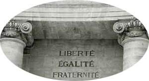 Liberty equality fraternity engraved in stone