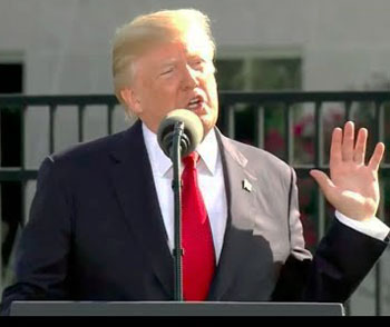 Trump giving his speech on September 11, 2017
