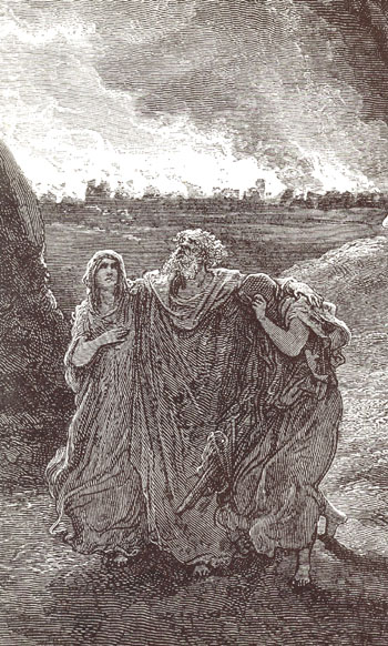 Lot and his daughters leave Sodom