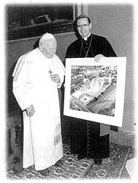 John Paul II approves the plans for Mahoney's Cathedral