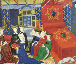 Women reading in Middle Ages