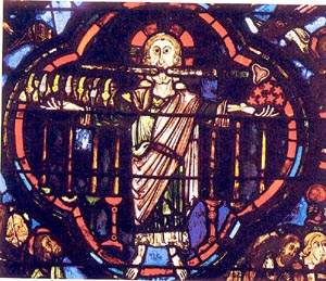 Christ depicted with a sword in his mouth during the apocalypse