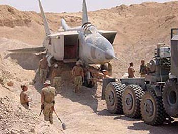 The Iraq military recovers Russian jets from the desert sands