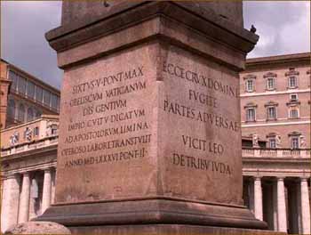 The base of the obelisk in St. Peter's square