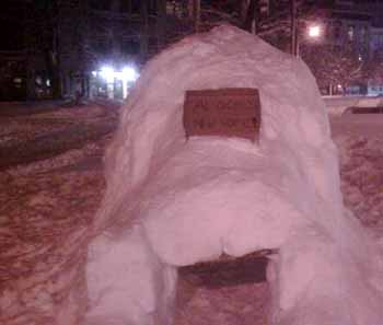 An igloo made of snow