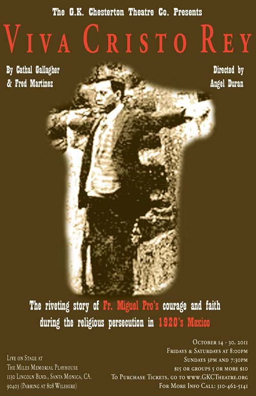 An advertisement for the play 'Viva Cristo Rey'