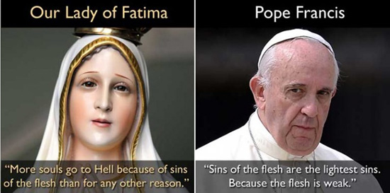 Francis vs Our Lady of Fatima on sins of flesh