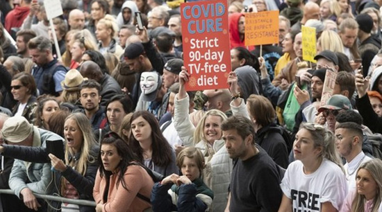 Protests in London against covid - Aug 2020