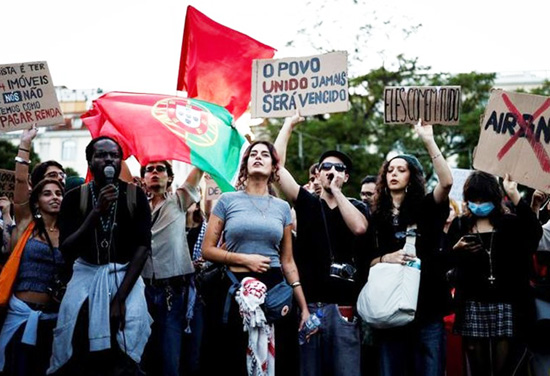 protests spread to Portugal