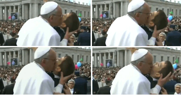 Pope Francis kissing boy 02