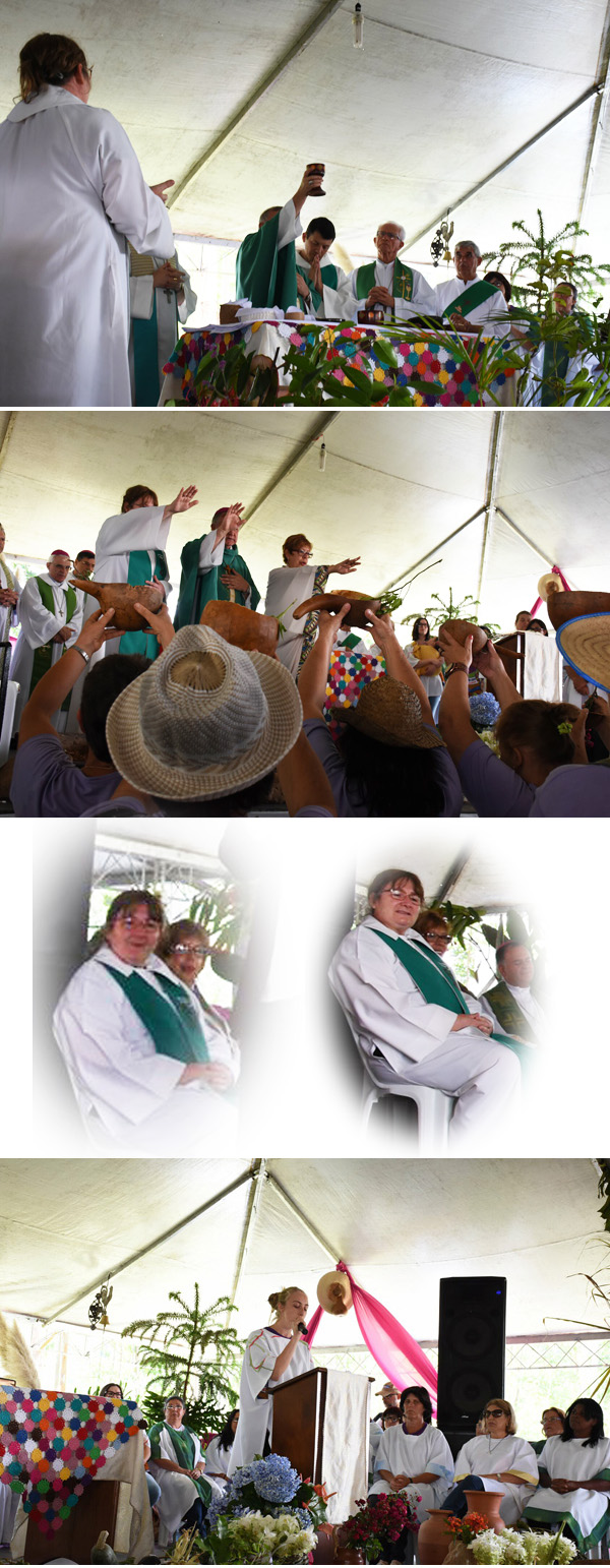 Photo montage of the concelebration including female protestant ministers at the Romaria da Terra, Brazil