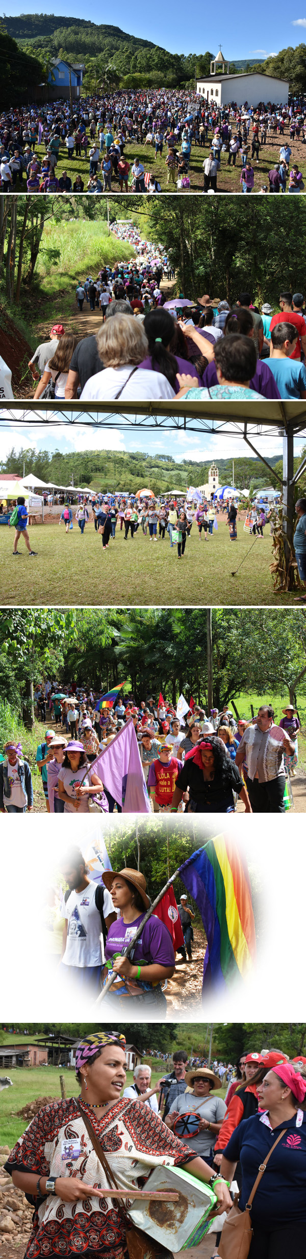 Photo montage of crowds attending the concelebration at the Romaria da Terra, Brazil