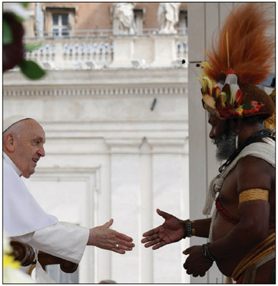 Pope with tribal chirf
