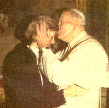 John Paul II kissing the forehead of Diana Colosio