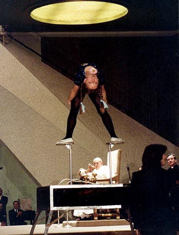 john Paul II applauding an indecent teenager acrobat