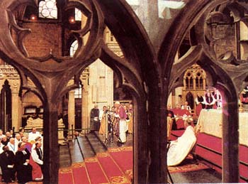 John Paul II preaching from inside Canterbury Cathedral