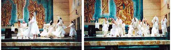Photographs of liturgical dances on the altar