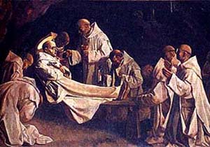 A painting of the death of St. Bruno