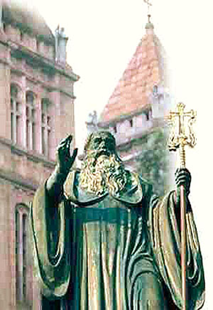 A statue of St. Benedict
