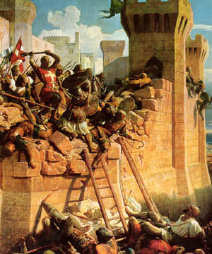 Crusaders defending the city of Acre