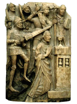 A carving showing the martyrdom of St. Thomas Becket