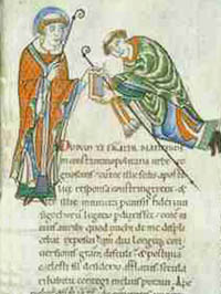 Manuscript images of St. Leander and St. Gregory