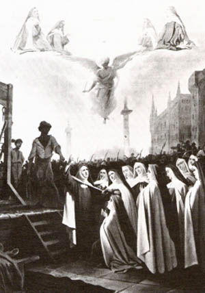 martyrs of Compiegne preparing to mount the scaffold