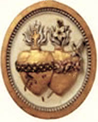 A plaque of the Sacred Hearts of Jesus and Mary
