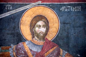 Detail of St. Artemius wielding a sword