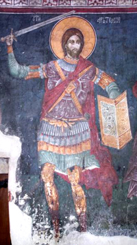 St. Artemius wielding a sword