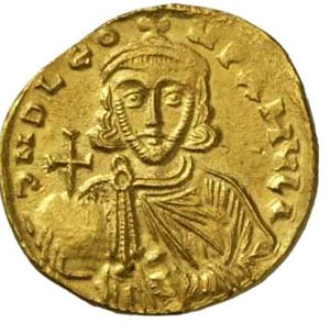An 8th century coin bearing the image of Leo Isaurian