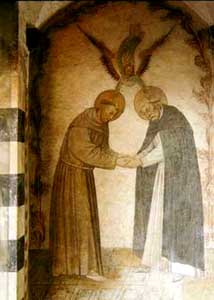 St Francis and St. Dominic meeting through an angel