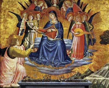 A painting of Our Lady handing her girdle to St. Thomas, by Gozzoli