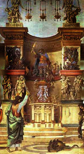St. Abercius defeating a devil in a pagan temple