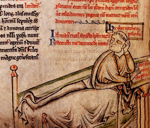 a contemplating monk on his deathbed