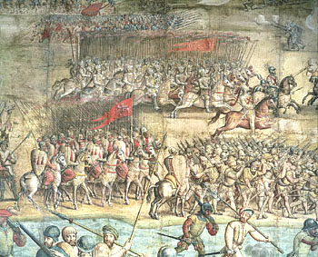 A painting of a Catholic army charging into battle