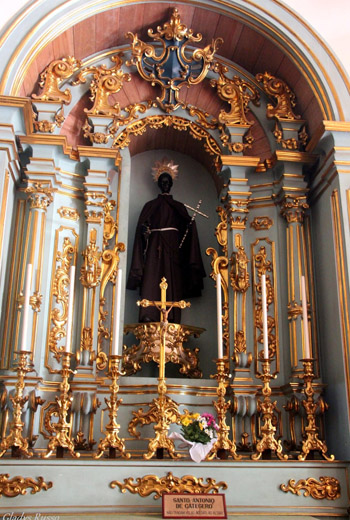 Ornate altar with honoring a statue of St. Anthony of Carthage in the Sao Paulo Franciscan church