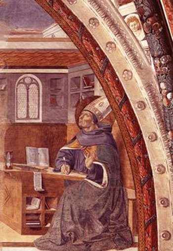 St Augustine writing his Confessions