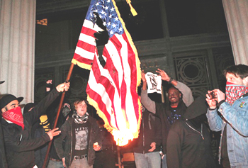 Occupy Oakland 2012 burns the American flag