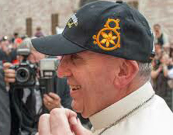Francis wears a baseball cap
