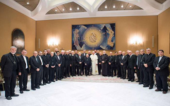 Pope Francis and all the bishops of Chile