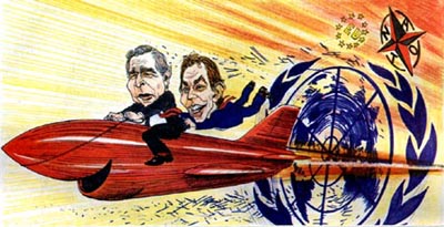 Bush and Blair in The Tablet cover