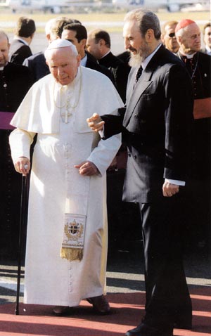 John Paul II and Fidel Castro during the Papal visit to Cuba